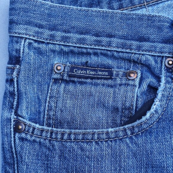 Calvin Klein Jeans men's size W33/L32 denim blue colour straight leg distressed - Picture 7 of 13